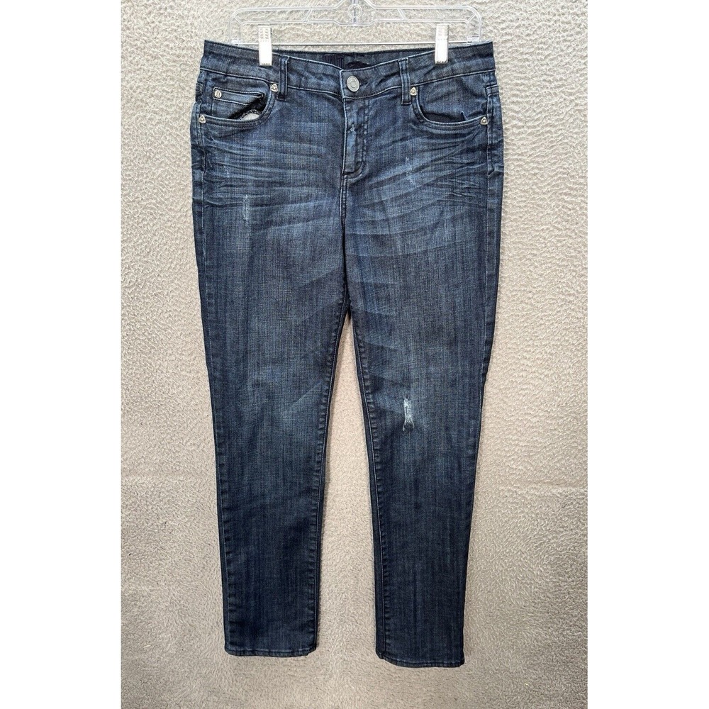 KUT From The Kloth Jeans Womens 10 Blue Ankle Mid Rise Distressed Denim Preppy